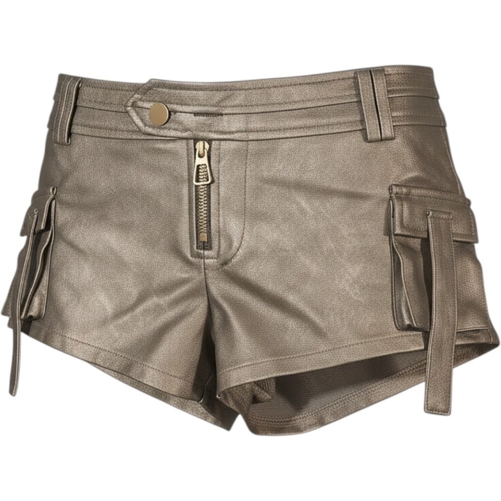 Edikted Washed Faux Leather Micro Cargo Shorts Womens Medium Low Rise Y2K Cyber